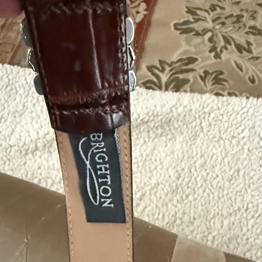 Brighton Croc-Embossed Brown Belt with Silver Buckle - Picture 2 of 3